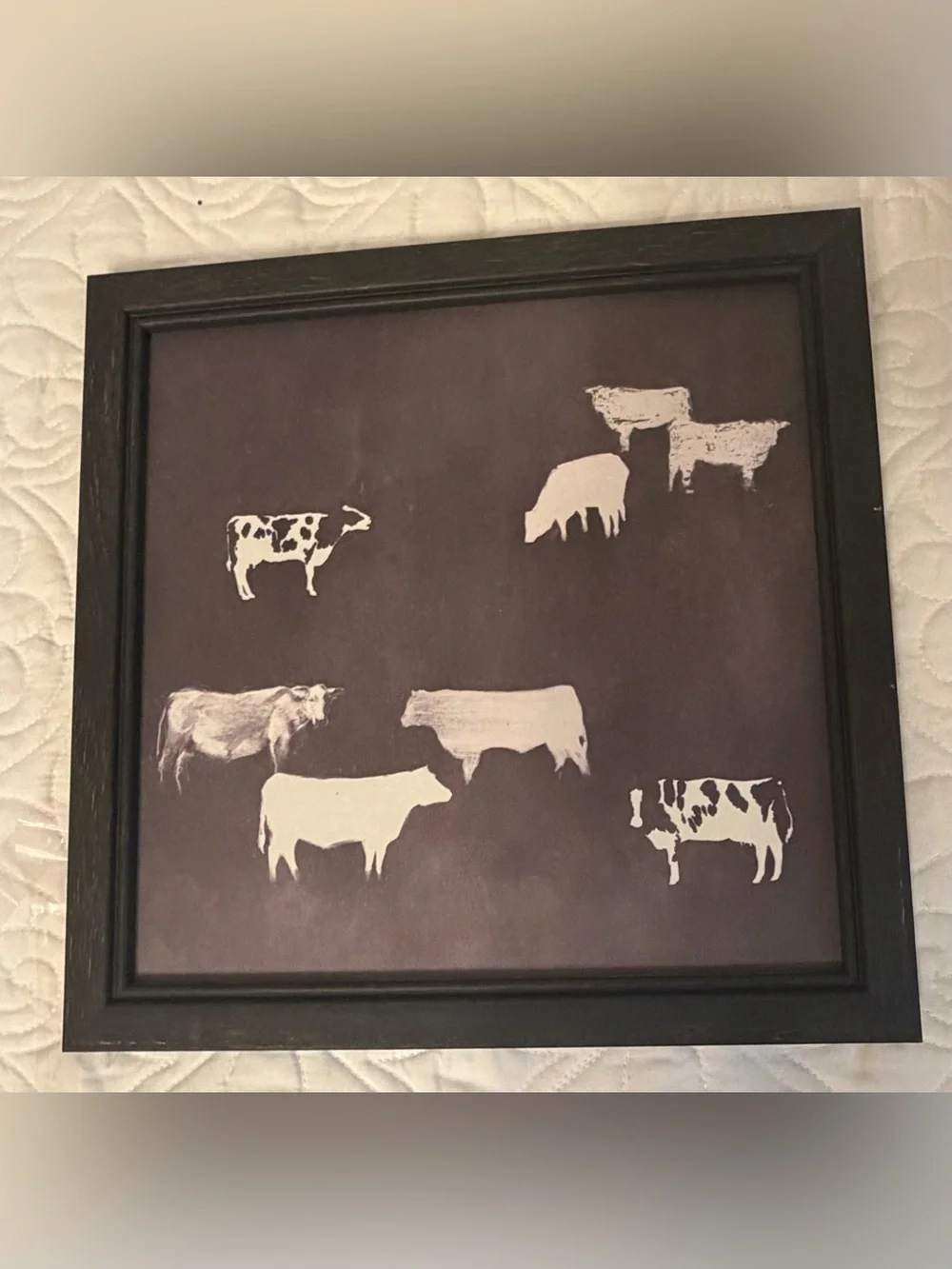 Farmhouse Black and White Cow Silhouette Wall Art